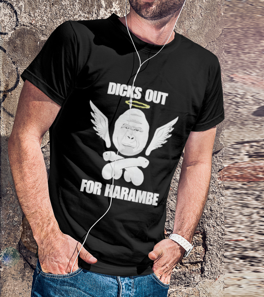 Gorilla With Wings Halo Dicks Out For Harambe T-Shirt