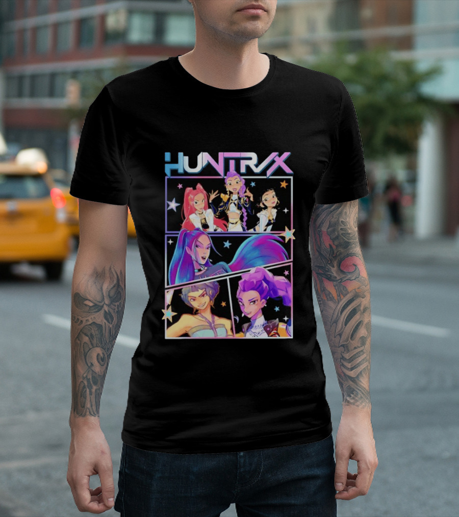 Huntrix Anime Character Panel Demon Hunter T-Shirt