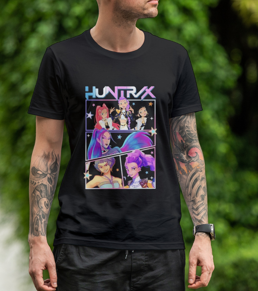 Huntrix Anime Character Panel Demon Hunter T-Shirt