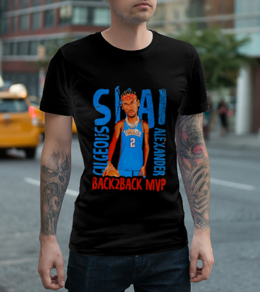 Shai Gilgeous Alexander Back 2 Back MVP Oklahoma City Basketball Player Number 2 T-Shirt