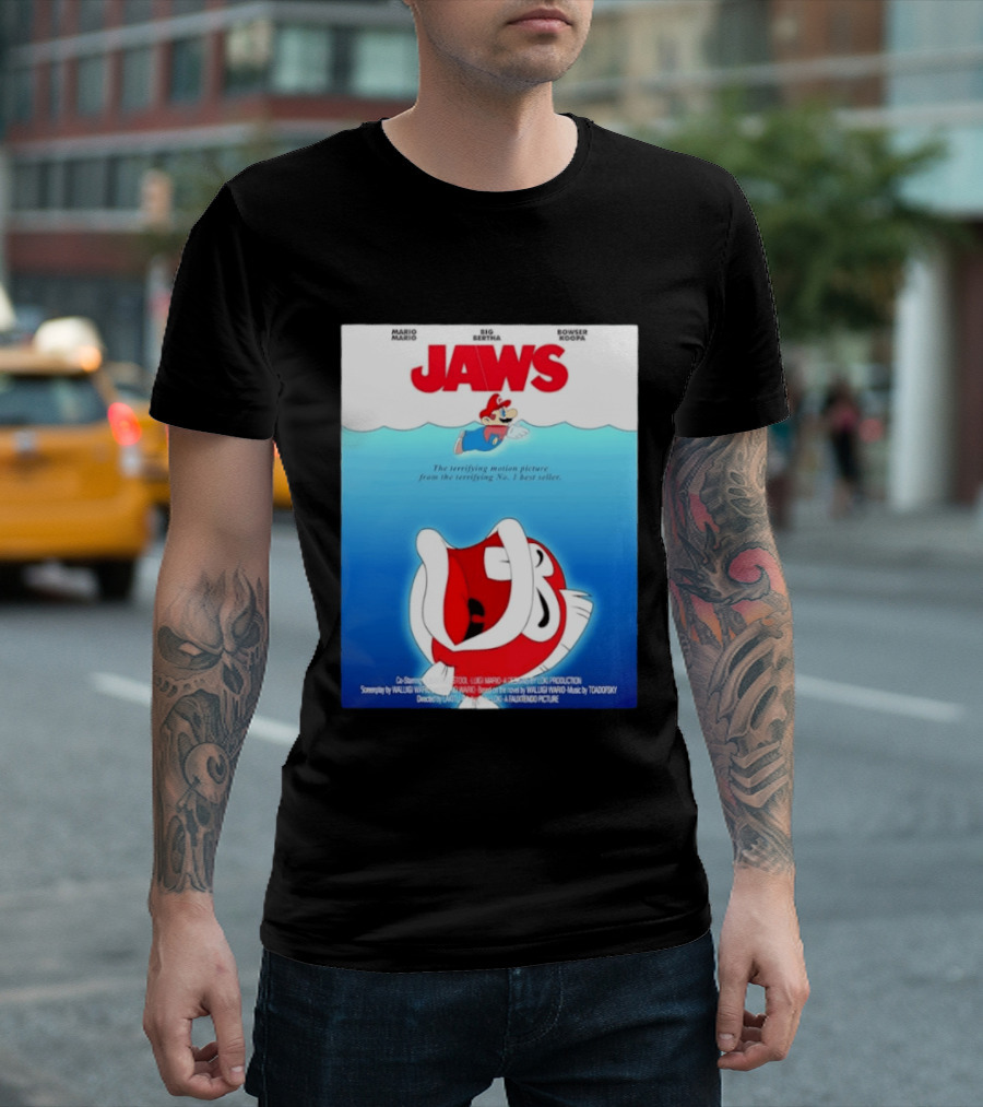 Mario Jaws Big Bertha Bowser Koopa Movie T-Shirt