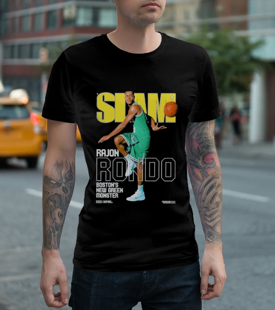 Slam Magazine Cover Rajon Rondo Boston New Green Monster Basketball T-Shirt