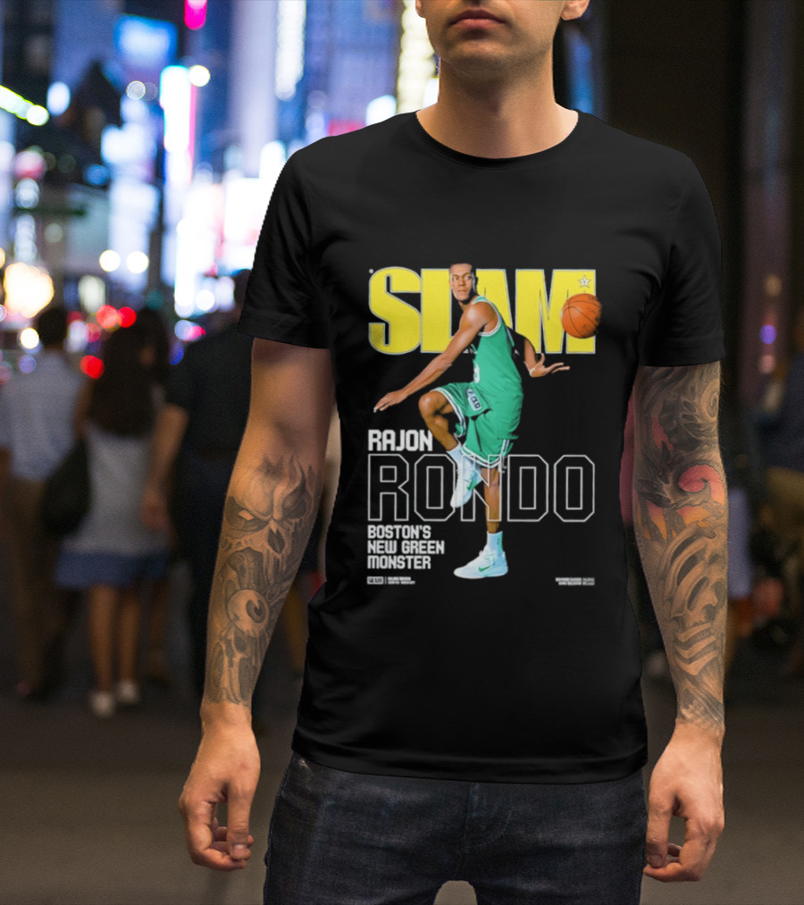 Slam Magazine Cover Rajon Rondo Boston New Green Monster Basketball T-Shirt