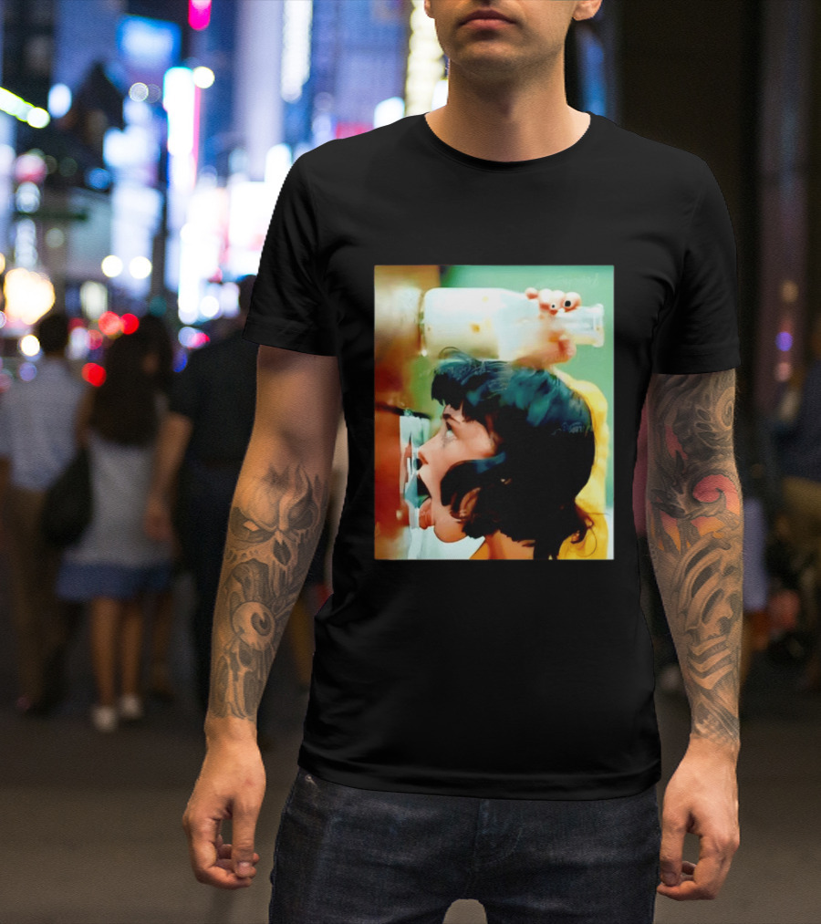The Girl With Banging Head Licking Milk Scene T-Shirt