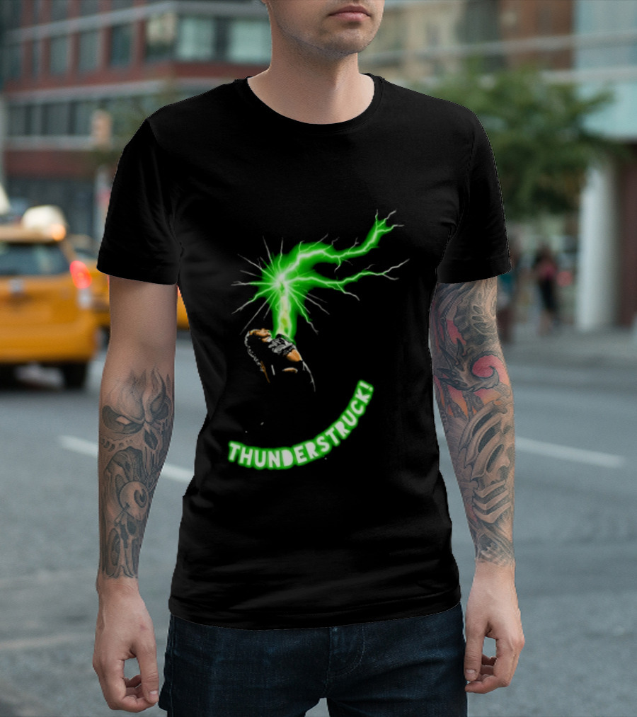 Thunderstruck Green Lightning Female Wrestler Power Burst T-Shirt
