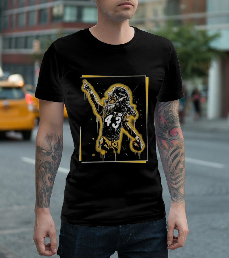 Troy Polamalu Pittsburgh Steelers 43 Splatter Paint Art Football T-Shirt