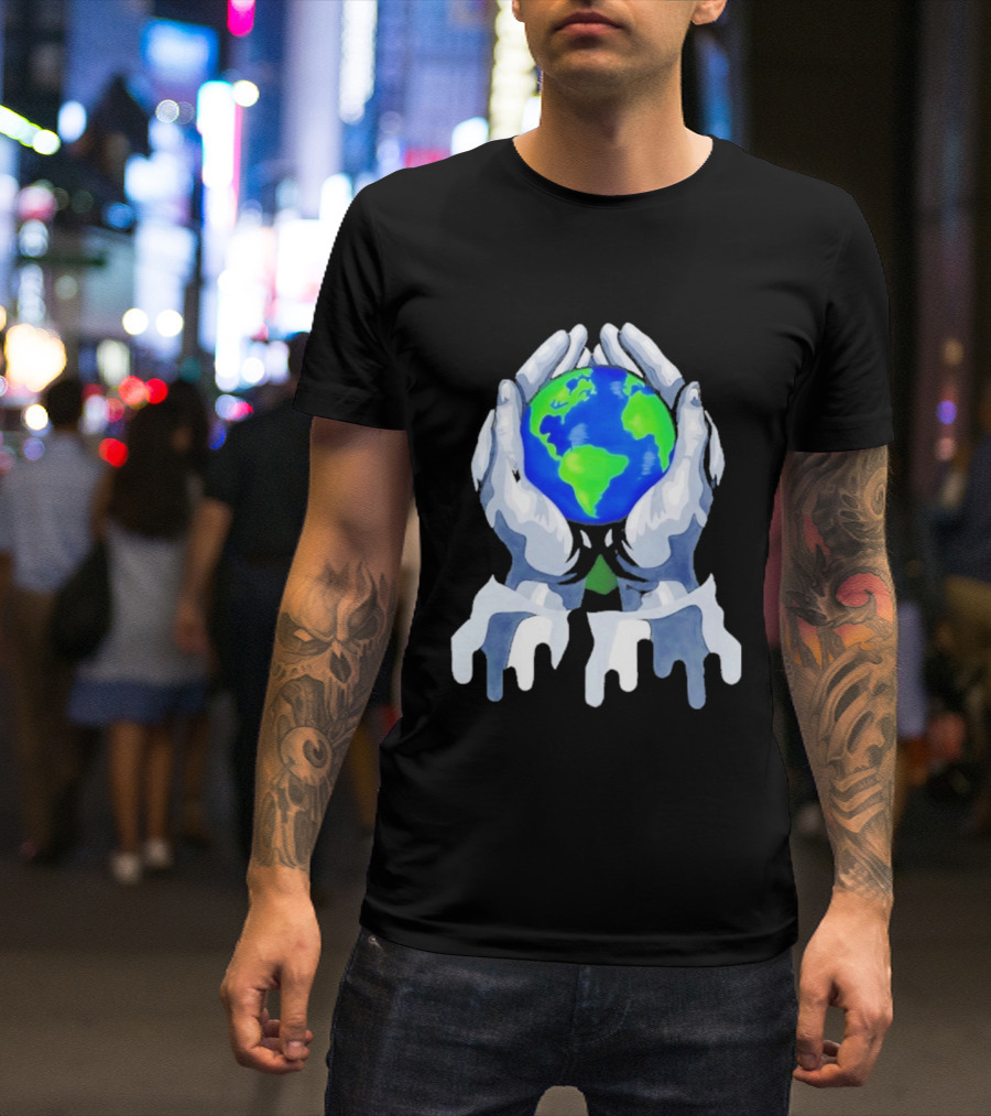 The Earth Lies In Our Hands Eco Friendly Planet Guardians T-Shirt