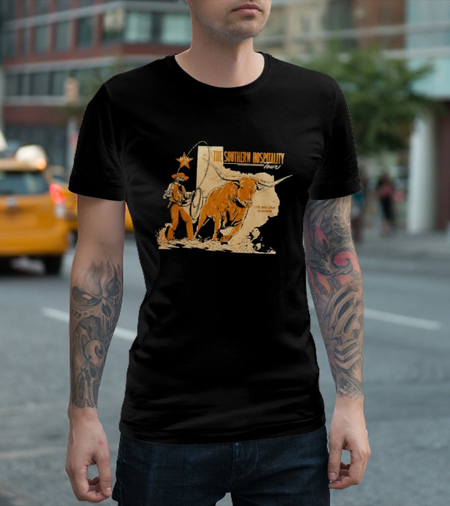 The Southern Hospitality Tour Live And Loud Austin Texas Longhorn Cowboy Star T-Shirt