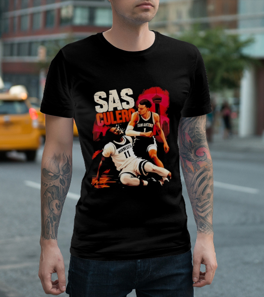 Sas Culero Victor Wembanyama Elbow Naz Reid Basketball 90s Style Retro Vintage 90s NBA T-Shirt