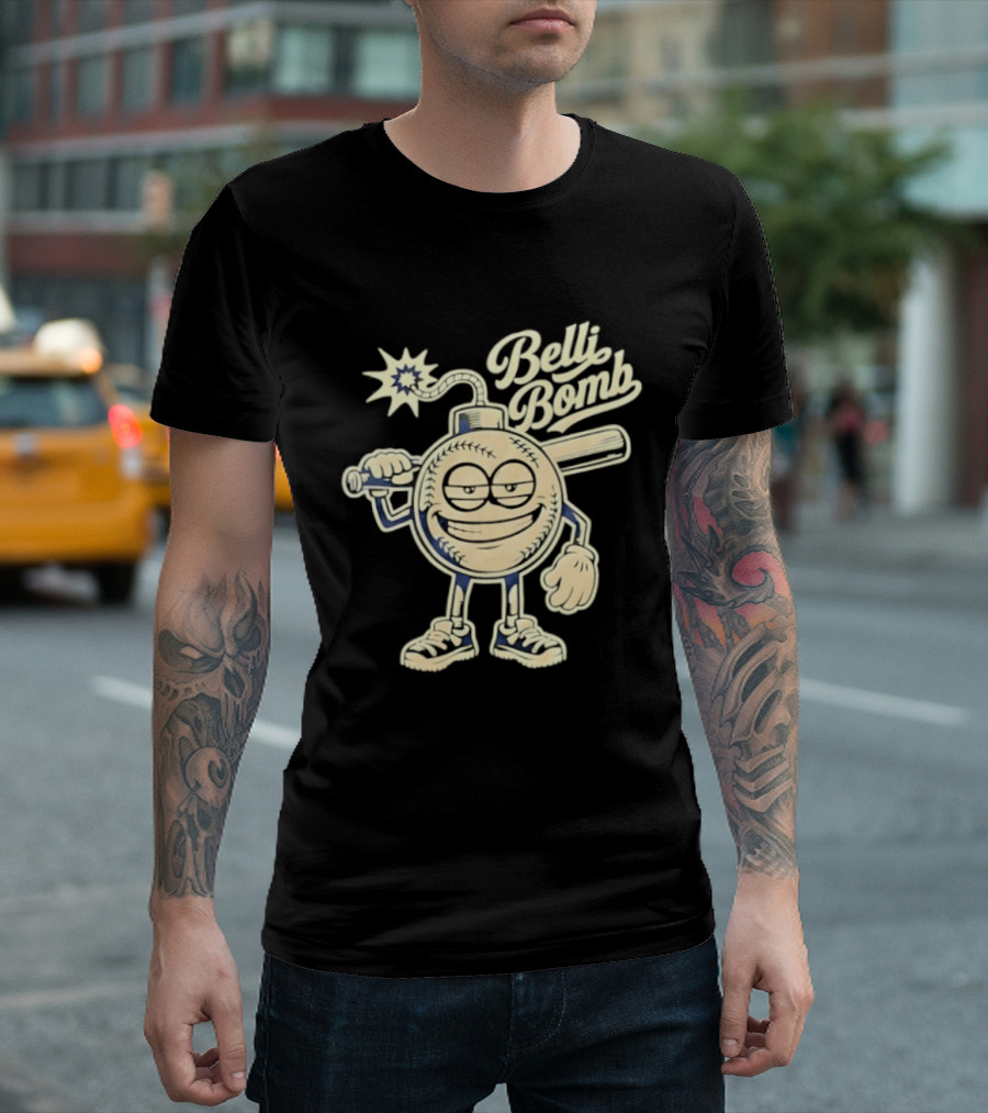 Belli Bomb Baseball Cartoon Bat T-Shirt