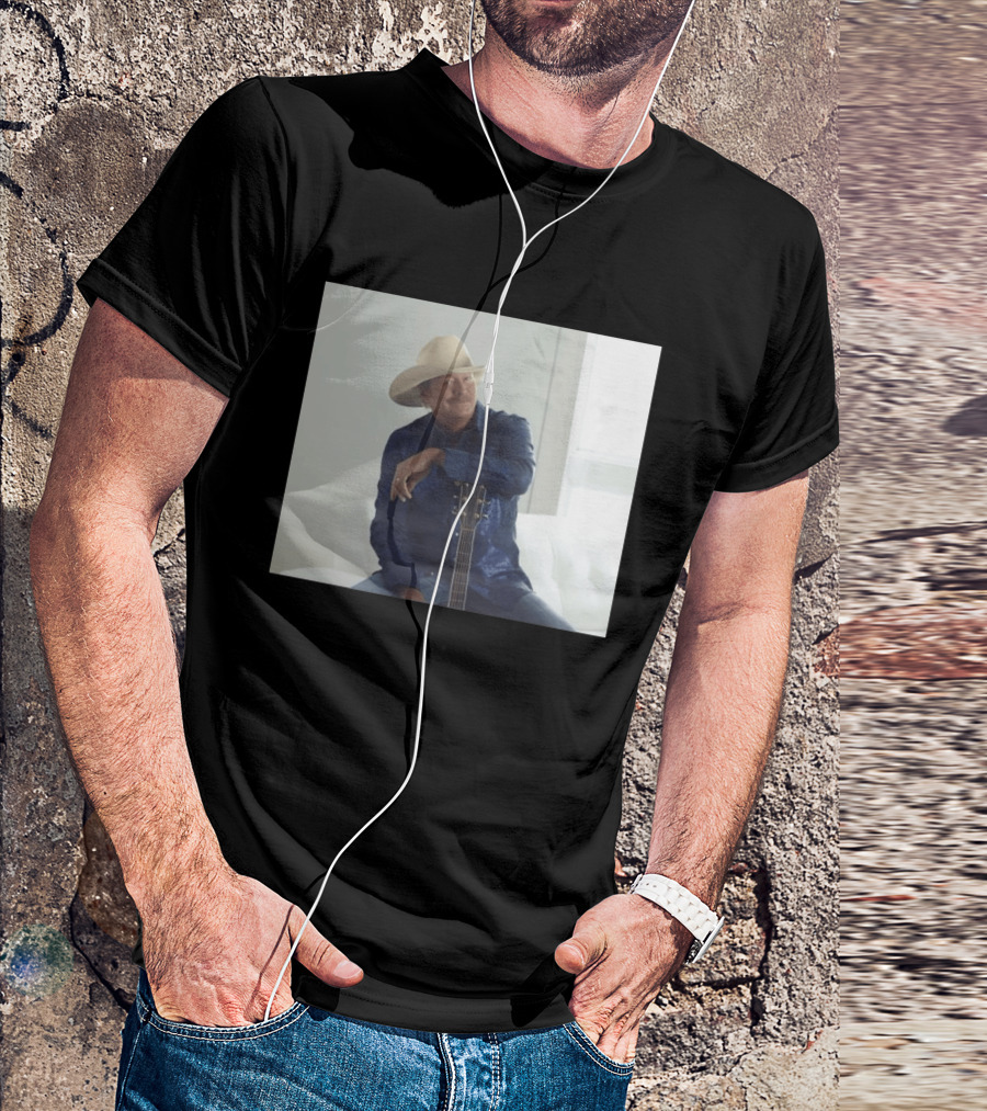 Alan Jackson I Want To Stroll Over Heaven With You White Hat Blue Guitar T-Shirt