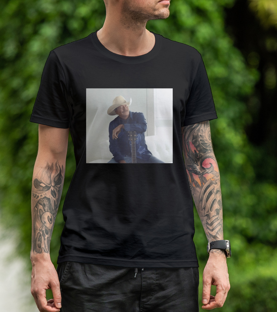 Alan Jackson I Want To Stroll Over Heaven With You White Hat Blue Guitar T-Shirt