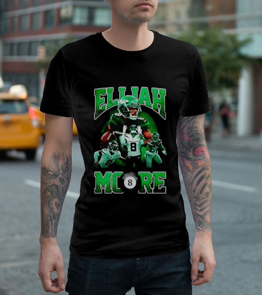 Elijah Moore New York Jets Number 8 NFL Team Player T-Shirt