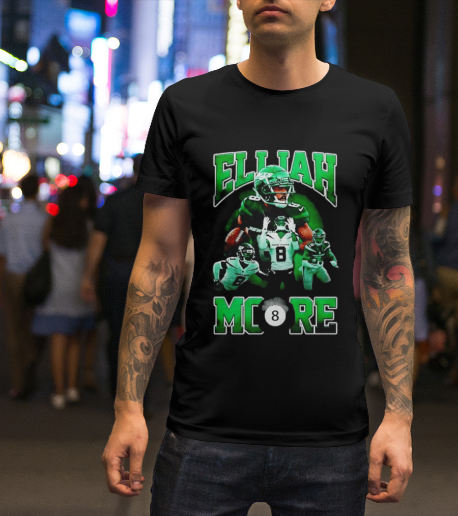 Elijah Moore New York Jets Number 8 NFL Team Player T-Shirt
