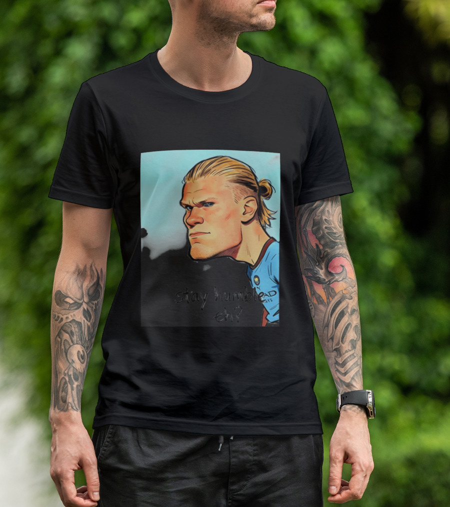 Erling Haaland Cartoon Manchester City Stay Humble Eh T-Shirt