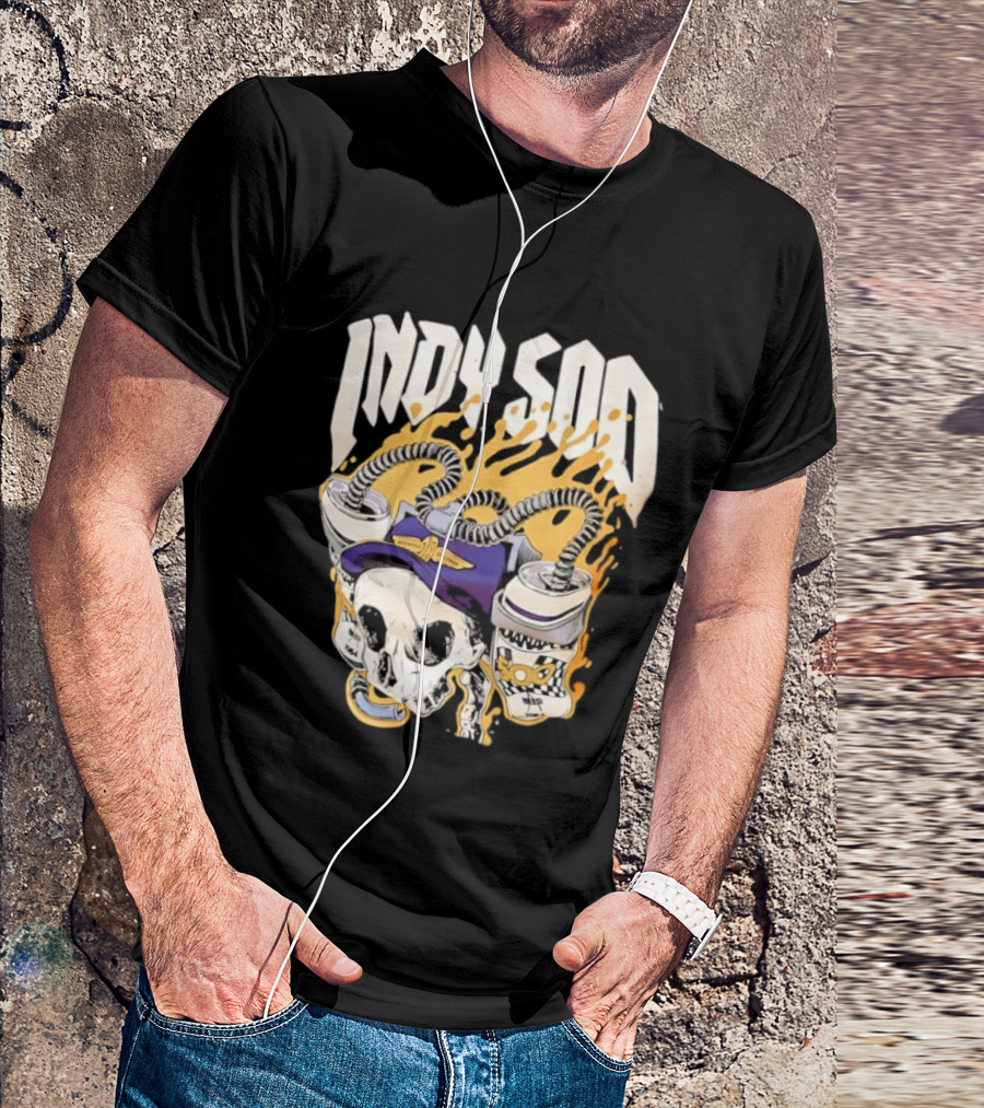Indy 500 Skull Cap Beer Drinking Racing T-Shirt