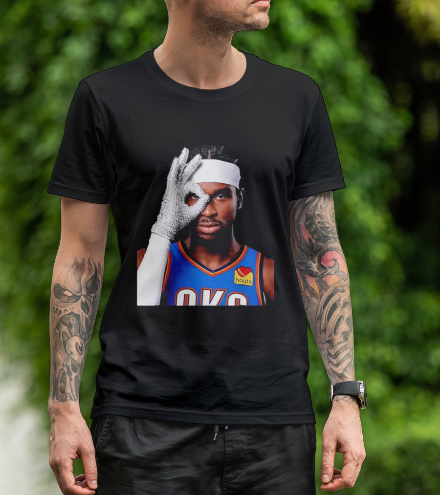 Shai Gilgeous Alexander Oklahoma City Thunder Clutch Player Of The Year 2026 Glitter Gloves Houta OKC T-Shirt