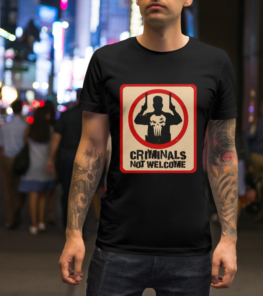 The Punisher Marvel Comics Criminals Not Welcome T-Shirt