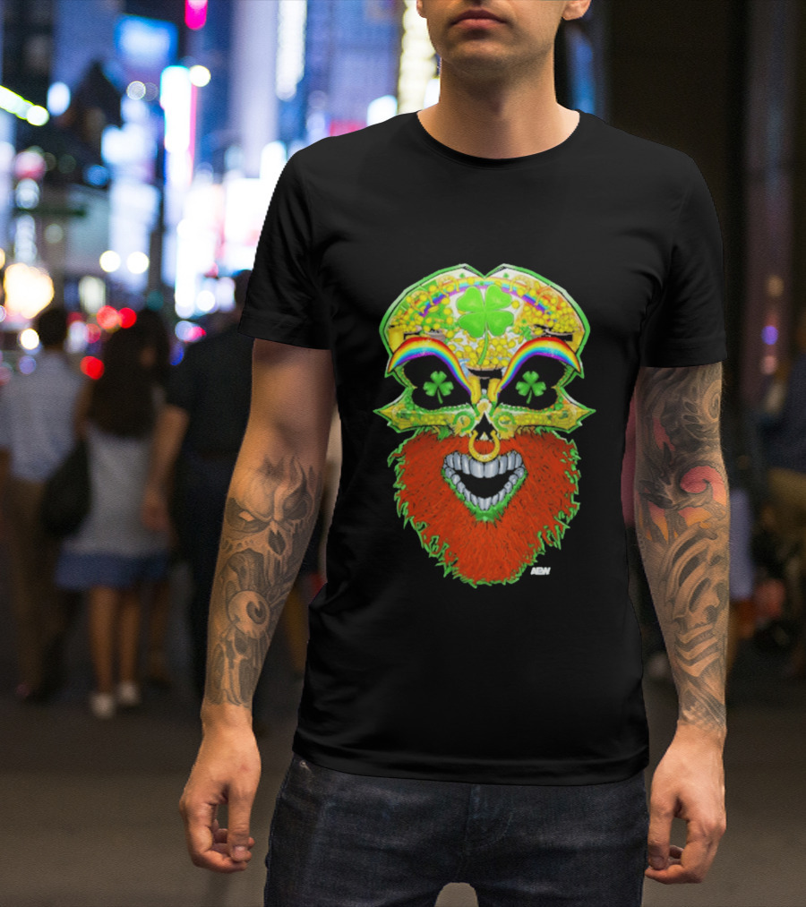 Tommaso Ciampa Lucky Psycho AEW Skull Four Leaf Clover Rainbow T-Shirt