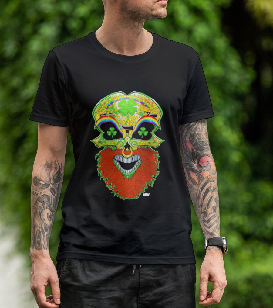 Tommaso Ciampa Lucky Psycho AEW Skull Four Leaf Clover Rainbow T-Shirt
