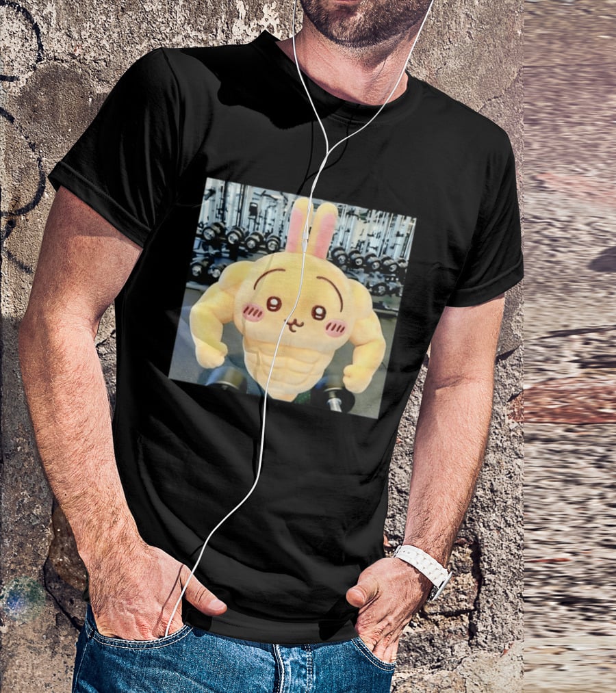 Usagi Muscle Chiikawa Buff Bunny Plush Toy T-Shirt