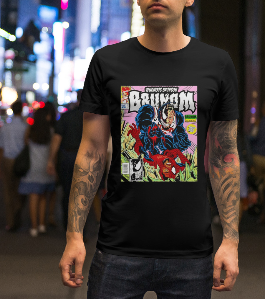 Venomous Brunson Venom X Jalen Brunson Marvel Comic Brunes Back Cover Price T-Shirt