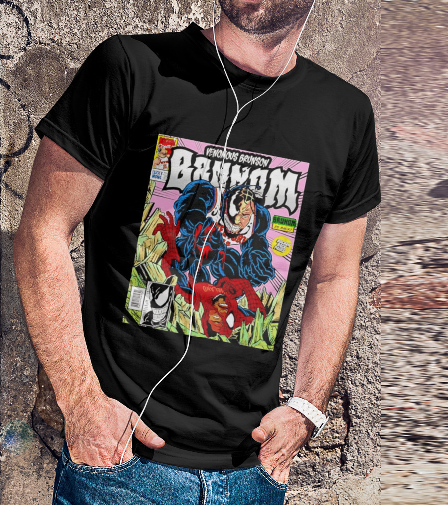 Venomous Brunson Venom X Jalen Brunson Marvel Comic Brunes Back Cover Price T-Shirt