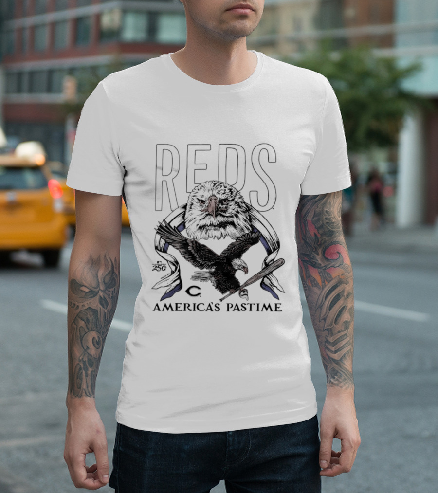 Cincinnati Reds Bald Eagle America's Pastime 250th Celebration T-Shirt
