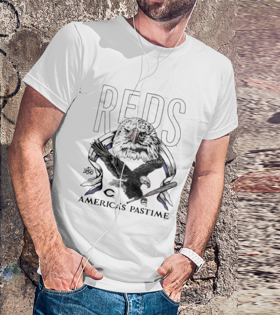 Cincinnati Reds Bald Eagle America's Pastime 250th Celebration T-Shirt