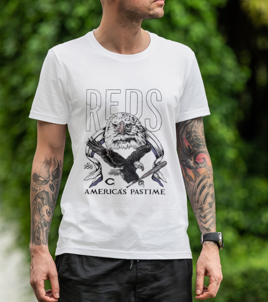 Cincinnati Reds Bald Eagle America's Pastime 250th Celebration T-Shirt