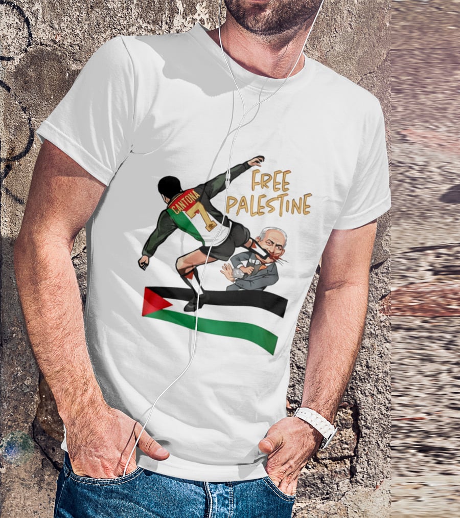 Cantona Number 7 Free Palestine Kick Advocate T-Shirt
