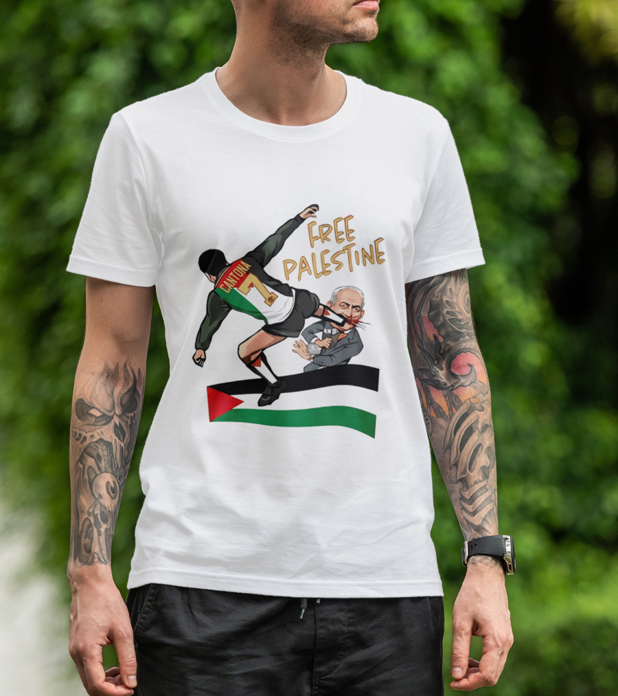 Cantona Number 7 Free Palestine Kick Advocate T-Shirt