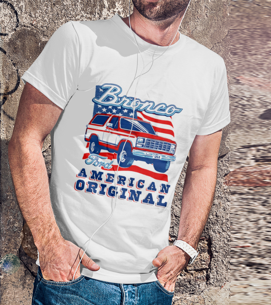 Bronco Ford American Original Vintage Truck Classic Stars And Stripes T-Shirt