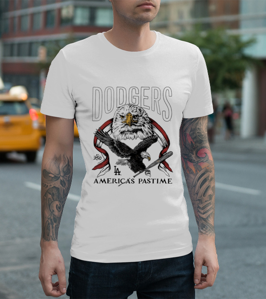 Dodgers LA Bald Eagle America's Pastime 250 Celebration T-Shirt