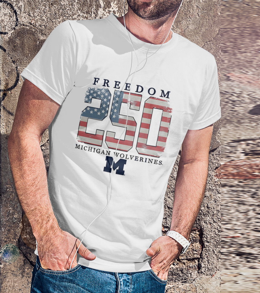 Michigan Wolverines Freedom 250 American Flag T-Shirt