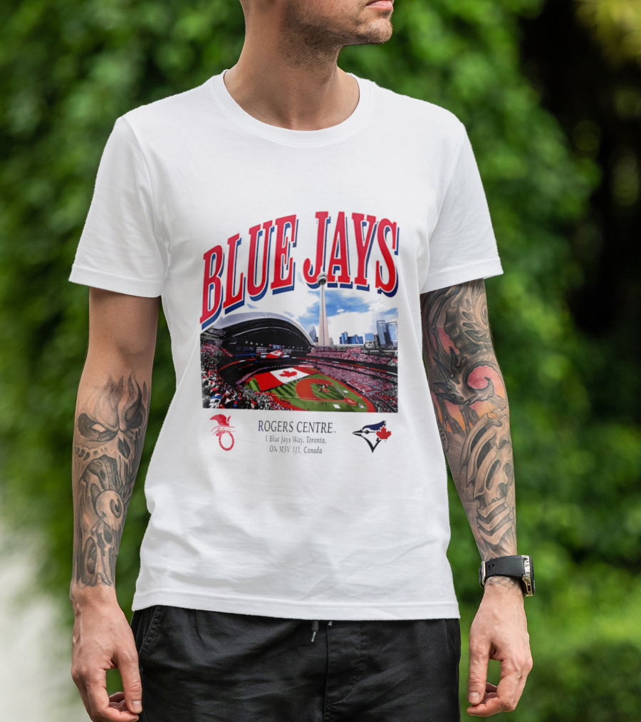 Blue Jays Rogers Centre Toronto Skyline CN Tower Baseball Stadium Canada T-Shirt