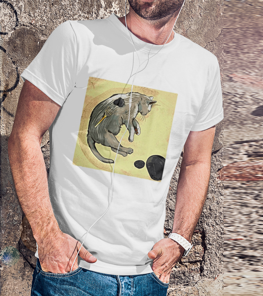 Zen Garden Kitty Rake And Stones Tranquility T-Shirt