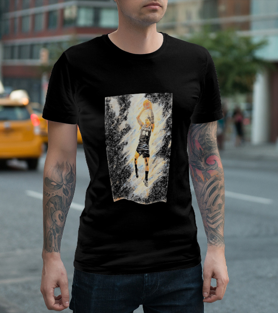 Devin Vassell 24 San Antonio Spurs Basketball Player In Iconic Action Pose T-Shirt