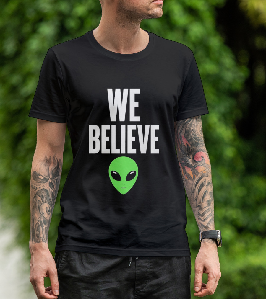 We Believe Alien Green Head Basketball Fans Go Spurs Go T-Shirt