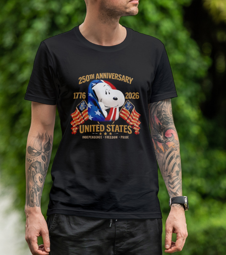 Snoopy 250th Anniversary United States 1776 2026 Independence Freedom Pride T-Shirt