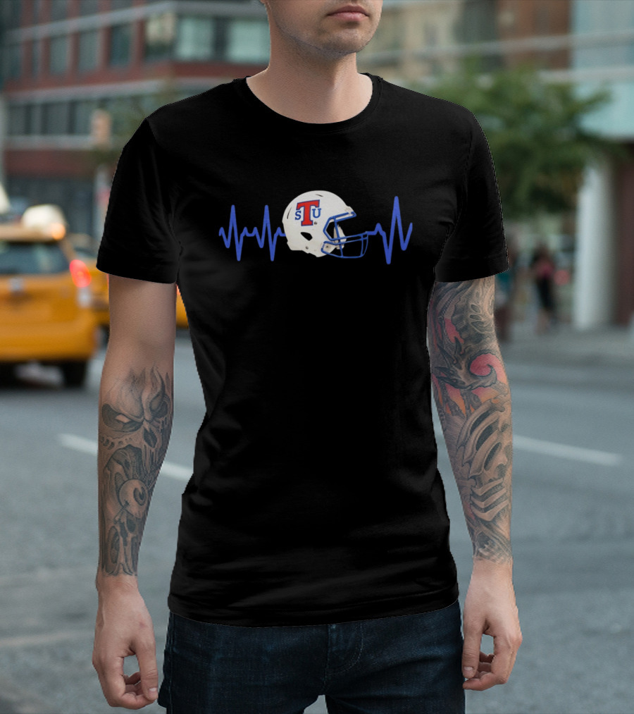 Louisiana Tech Bulldogs STU Football Helmet Heartbeat T-Shirt