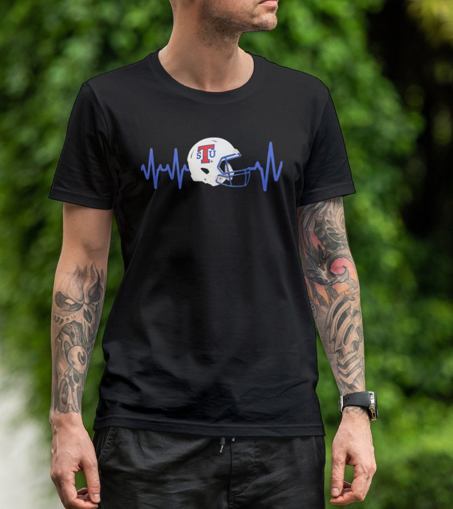 Louisiana Tech Bulldogs STU Football Helmet Heartbeat T-Shirt
