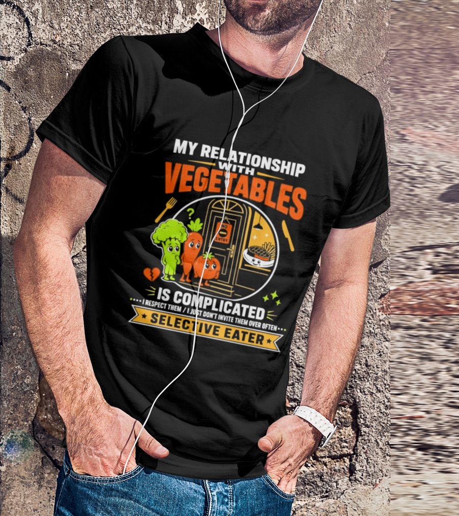 My Relationship With Vegetables Is Complicated Selective Eater Broccoli Carrot Humor T-Shirt