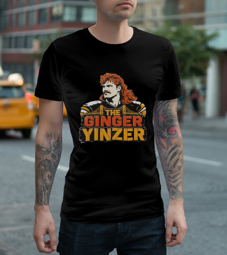 The Ginger Yinzer Pittsburgh Steel City Sports Icon With Red Hair And Mustache T-Shirt