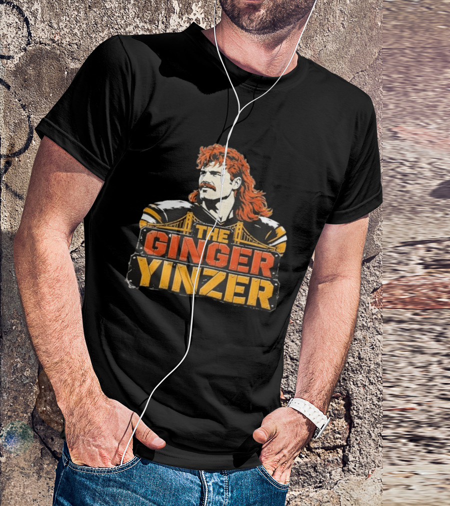 The Ginger Yinzer Pittsburgh Steel City Sports Icon With Red Hair And Mustache T-Shirt