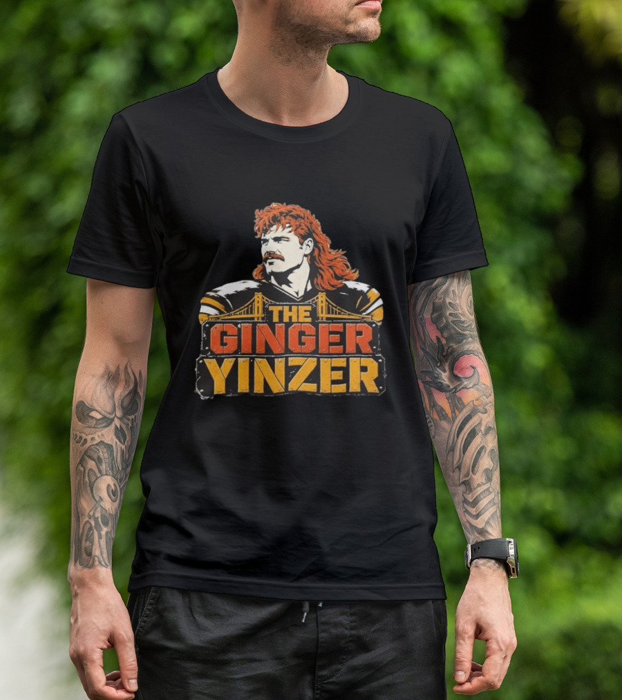 The Ginger Yinzer Pittsburgh Steel City Sports Icon With Red Hair And Mustache T-Shirt