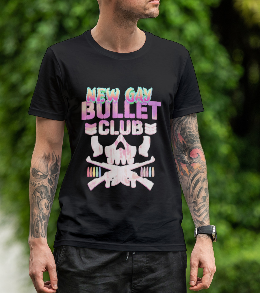 New Gay Bullet Club Skull Rainbow Pride T-Shirt