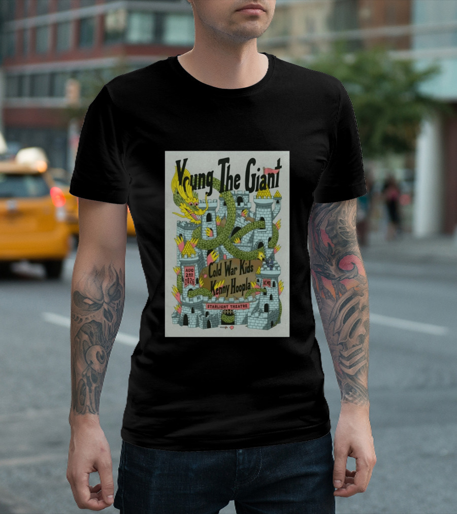 Young The Giant Aug 2 2026 Starlight Theatre Kansas City MO Cold War Kids KennyHoopla Dragon Castle T-Shirt