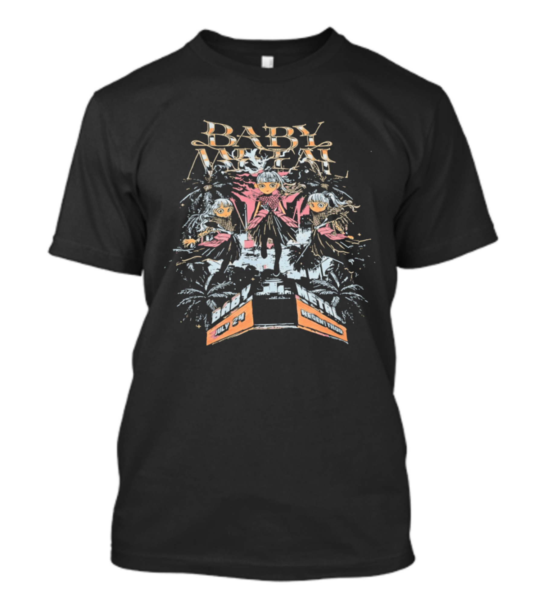 Baby Metal Band Anime Trio With Fireworks And Three Characters T-Shirt