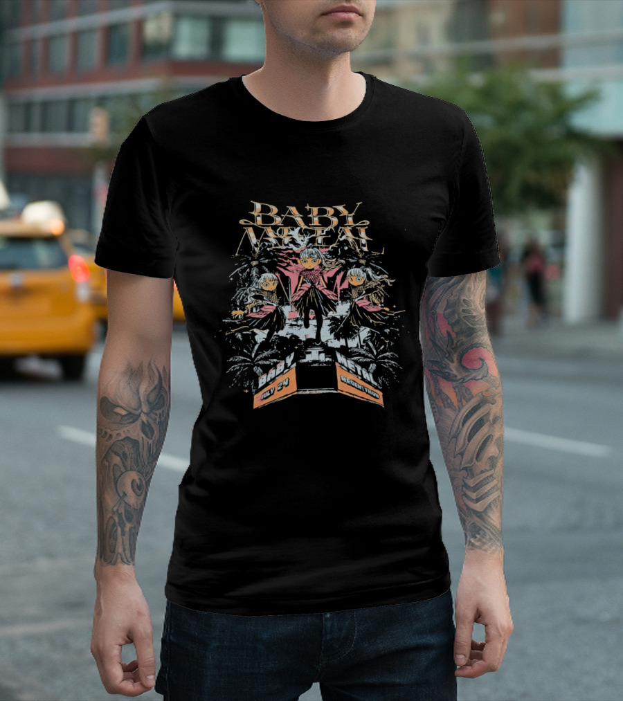 Baby Metal Band Anime Trio With Fireworks And Three Characters T-Shirt